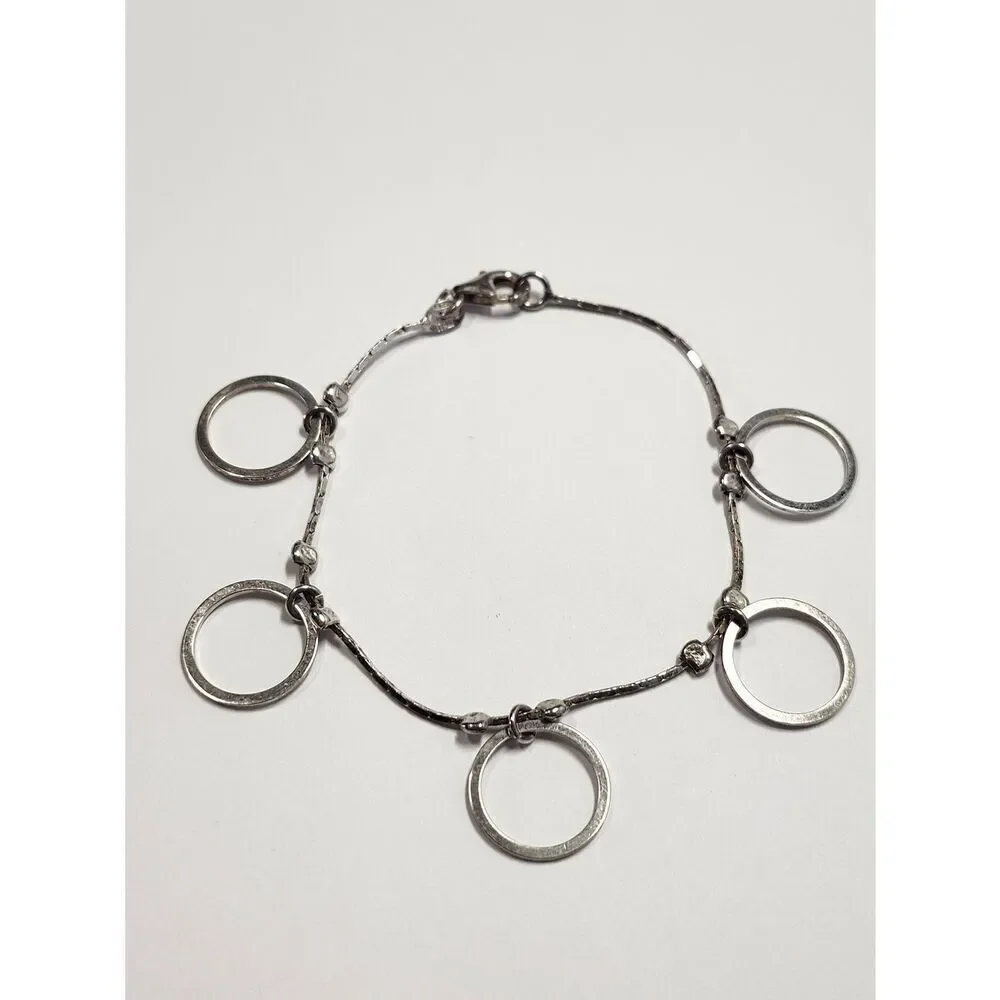 Sterling Silver 925 Circle Charm Bracelet - Women Jewelry